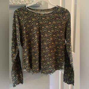 NATURAL LIFE Olive Green Floral Long-Sleeve Tee - L